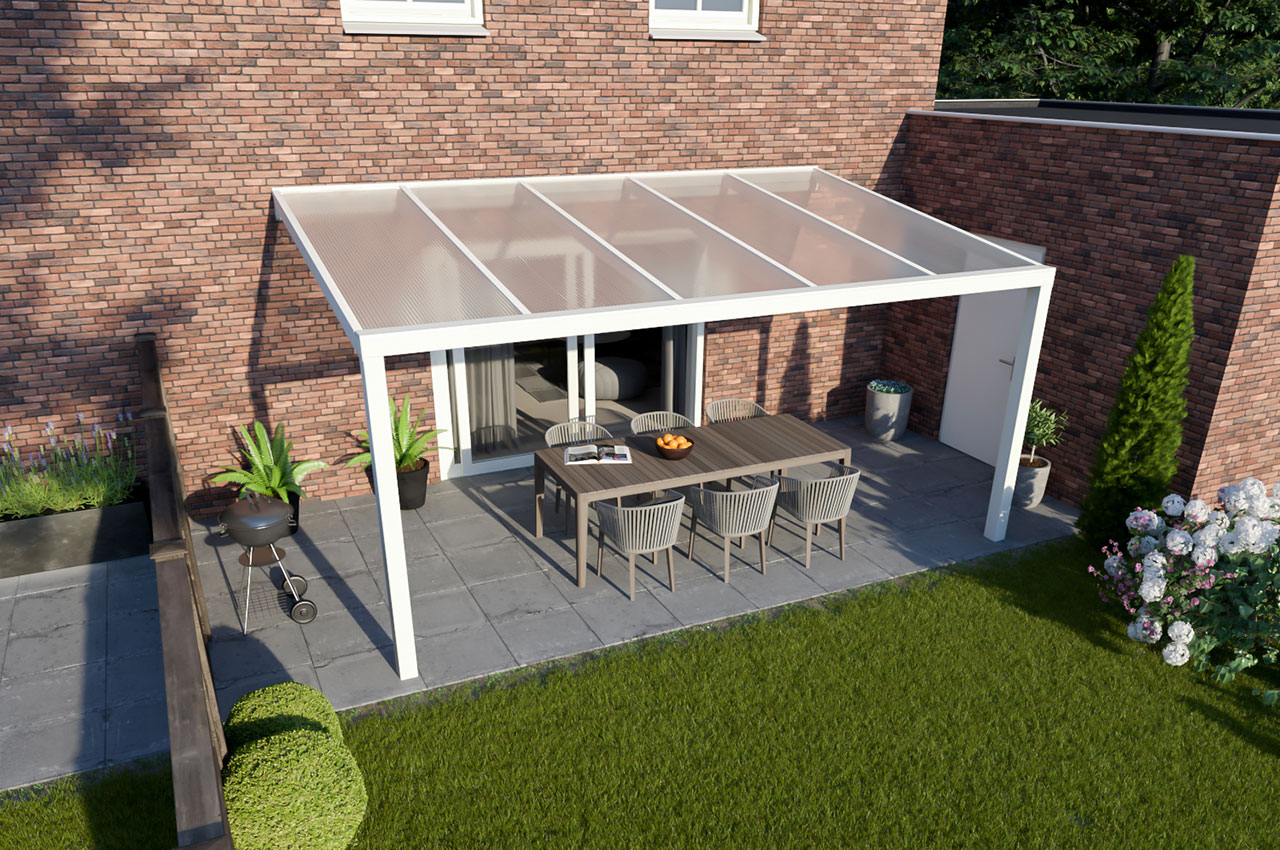 Greenline veranda polycarbonaat RAL9010 Modern 5000 x 4000 mm