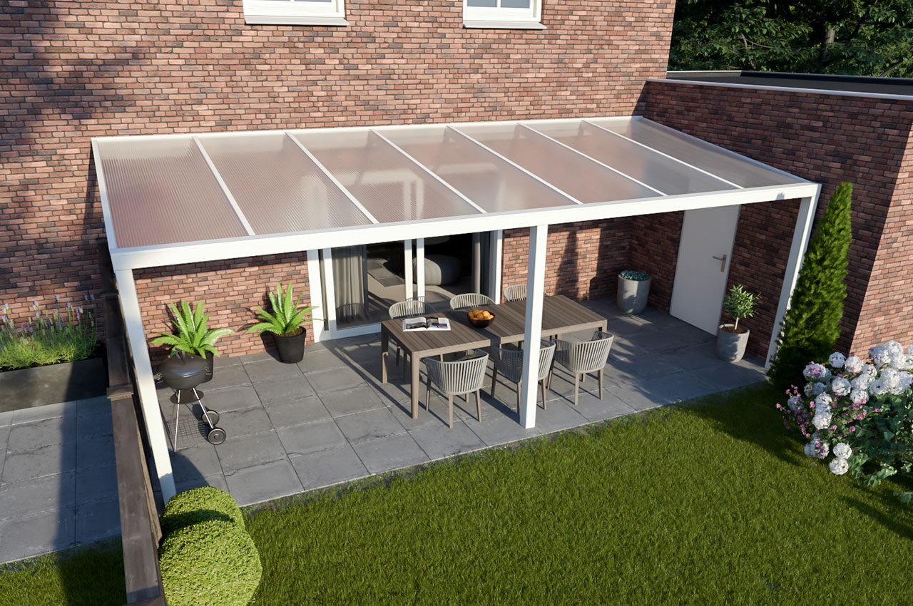 Greenline veranda polycarbonaat RAL9010 Modern 7000 x 4000 mm